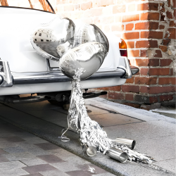 Zestaw dekoracyjny do samochodu srebrny serca na Ślub Wesele - 4