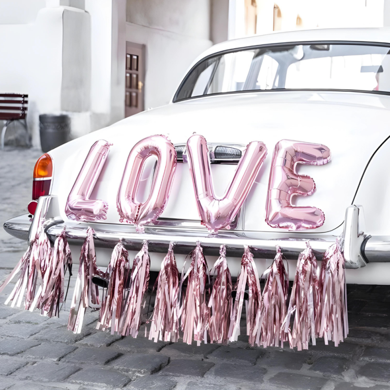 Zestaw dekoracyjny do samochodu różowe złoto serca na Ślub Wesele - 3