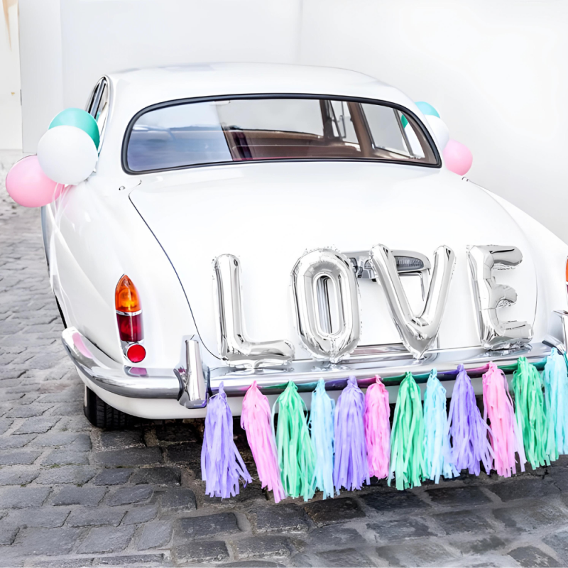 Zestaw dekoracyjny do samochodu pastelowe LOVE na Ślub Wesele - 3