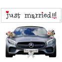 Tablica rejestracyjna do auta biała Ślubna Weselna serca Just Married!!! - 1