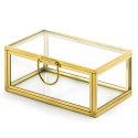Pudełko pudełeczko szklane na obrączki złote na Ślub Wesele 9cm - 2