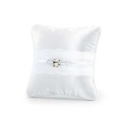 Poduszka podstawka na obrączki biała róże koronka na Ślub Wesele 16cm - 1