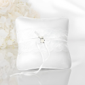 Poduszka podstawka na obrączki biała róże koronka na Ślub Wesele 16cm - 4