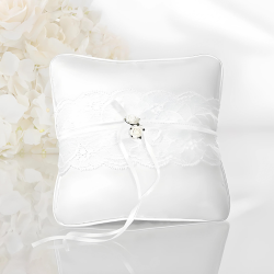 Poduszka podstawka na obrączki biała róże koronka na Ślub Wesele 16cm - 4