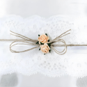 Poduszka podstawka na obrączki biała różowe róże koronka Ślub Wesele 16cm - 3