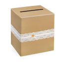 Pudełko pudełeczko na koperty kraftowe z białą koronką na Ślub Wesele 24cm - 3