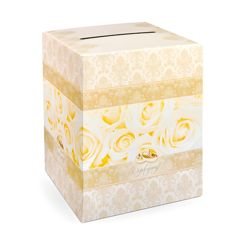 Pudełko pudełeczko na koperty złote róże ornamenty na Ślub Wesele 30cm - 2