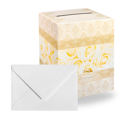 Pudełko pudełeczko na koperty złote róże ornamenty na Ślub Wesele 30cm