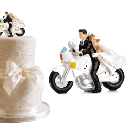 Figurka na tort Para Młoda Pan i Pani na motorze na Ślub Wesele 11cm
