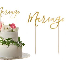 Topper na piku na tort złoty Mariage Małżeństwo na Ślub Wesele 23cm - 1
