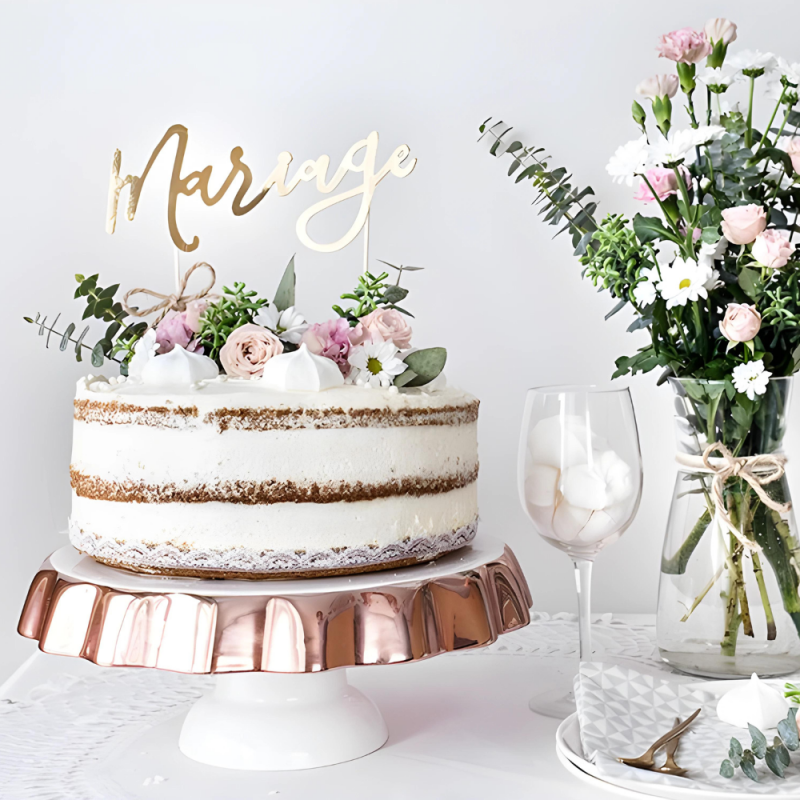 Topper na piku na tort złoty Mariage Małżeństwo na Ślub Wesele 23cm - 3