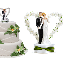 Figurka na tort Para Młoda wieniec z róż w kształcie serca na Ślub Wesele - 1