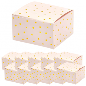 Pudełka Pudełeczka papierowe pudrowo-różowe w złote kropki 10szt - 1