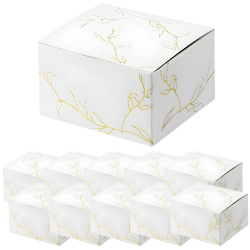 Pudełka pudełeczka na prezent papierowe białe w złote gałązki 10szt