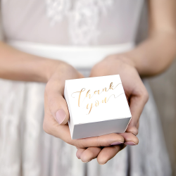 Pudełka pudełeczka na prezent papierowe białe złoty napis Thank You 10szt - 6