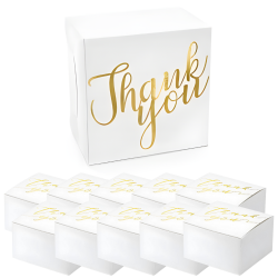 Pudełka pudełeczka na prezent papierowe białe złoty napis Thank You 10szt - 1