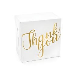 Pudełka pudełeczka na prezent papierowe białe złoty napis Thank You 10szt - 2
