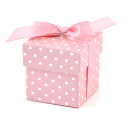 Pudełka pudełeczka na prezent pudrowy róż w białe kropki z kokardą 10szt - 2
