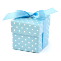 Pudełka pudełeczka na prezent niebieskie w białe kropki z kokardą 10szt - 2