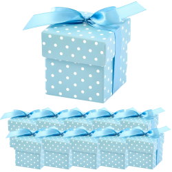 Pudełka Kartoniki na PREZENT dla gości jasnoniebieskie w białe kropki 10szt