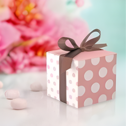 Pudełka pudełeczka na prezent dla gości różowe białe w kropki 10szt - 3