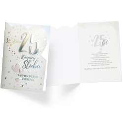 Kartka jubileuszowa na rocznicę Z Okazji 25 Rocznicy Ślubu biała holo