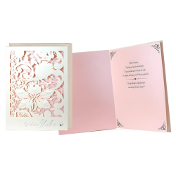 Kartka z życzeniami na Ślub Wesele W Dniu Ślubu różowa białe ornamenty