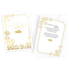 Kartka z życzeniami na Ślub Wesele W Dniu Ślubu Młodej Parze biała złota - 1