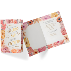 Kartka z życzeniami na Ślub Wesele wiosenna kolorowe kwiaty złoty napis