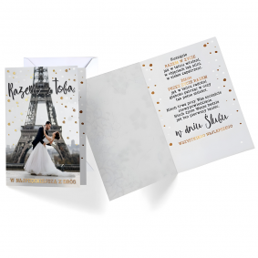 Kartka z życzeniami na Ślub Wesele biała Wieża Eiffla Razem z Tobą - 1