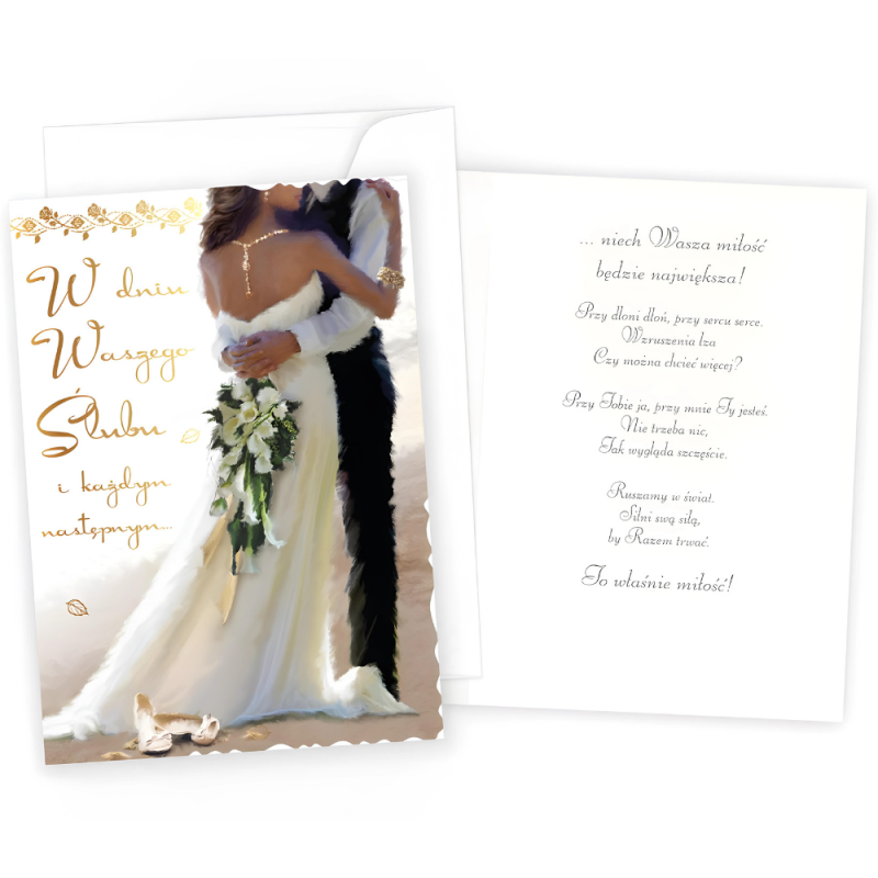 Kartka z życzeniami na Ślub Wesele biała Para Młoda W Dniu Waszego Ślubu - 1