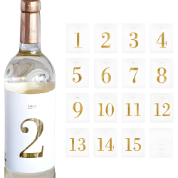 Numery naklejki na Butelki Alkohol Wino białe złote na Ślub Wesele 30szt - 1