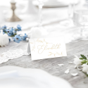 Wizytówki winietki na stół białe w złote gałązki na Ślub Wesele Studniówkę - 4