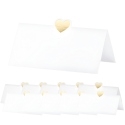 Wizytówki winietki na stół białe ze złotym sercem na Wesele Ślub 10szt - 1