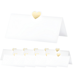 Wizytówki winietki na stół białe ze złotym sercem na Wesele Ślub 10szt