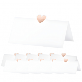 Wizytówki winietki na stół białe różowo-złote serce na Wesele Ślub 10szt - 1