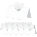 Wizytówki winietki na stół biały ażurowe serce na Ślub Wesele 10szt - 1