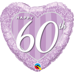 Balon foliowy fioletowy serce 60 urodziny ozdoba