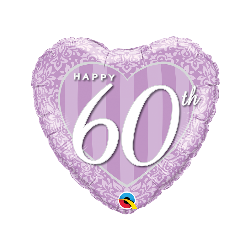 Balon foliowy fioletowy serce 60 urodziny ozdoba - 1