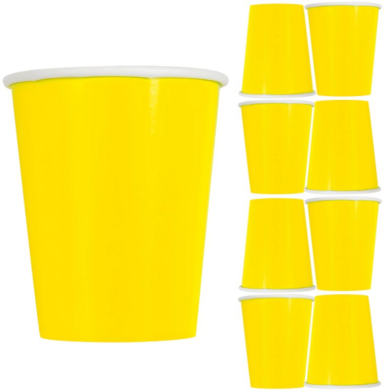 Kubki Kubeczki papierowe jednorazowe żółte 270ml 8szt - 1