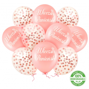 Balony lateksowe na Wieczór Panieński różowe transparentne z konfetti 10szt - 1