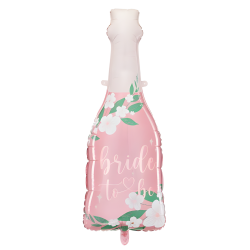 Balon foliowy butelka Bride to Be różowo-biała z kwiatami 100cm - 2