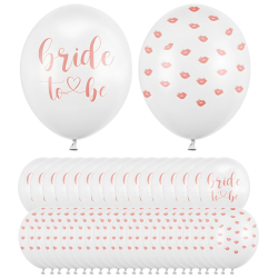 Balony lateksowe biało-różowe Bride to Be usta całusy 30cm 50szt