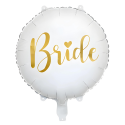 Balon foliowy okrągły biały złoty napis Bride na Wieczór Panieński 45cm - 1