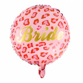 Balon foliowy okrągły różowy panterka Bride na Wieczór Panieński 45cm - 1