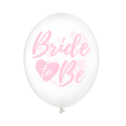 Balony lateksowe różowy napis Bride to Be transparentne 30cm 6szt - 2