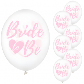 Balony lateksowe różowy napis Bride to Be transparentne 30cm 6szt - 1