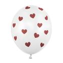 Balony lateksowe białe w czerwone serca 30cm 6szt - 2