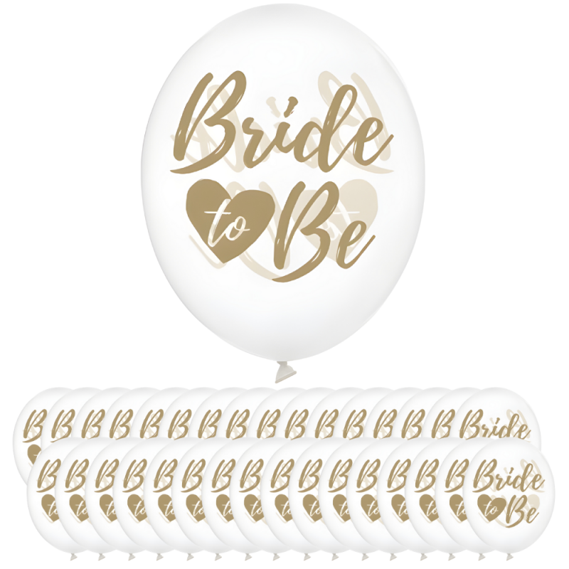 Balony lateksowe złoty napis Bride to Be transparentne 30cm 50szt - 1