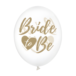 Balony lateksowe złoty napis Bride to Be transparentne 30cm 6szt - 2